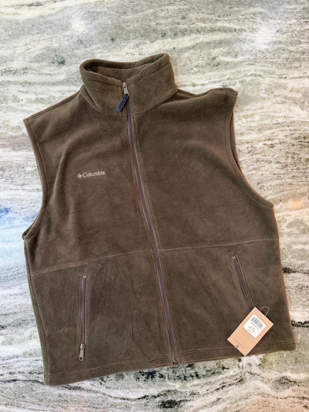 NWT Columbia Brown Men's Fleece Vest - Full Zip Outdoor Layer